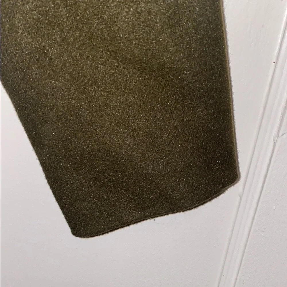 SHEIN LUNE Medium Olive Green Elegant Fuzzy Collar Belted Overcoat - Picture 10 of 12